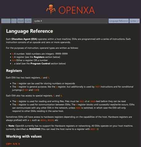 Language reference built in to the environment